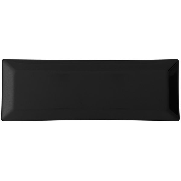 Classic Black Melamine Rectangular Plates - Pack of 12