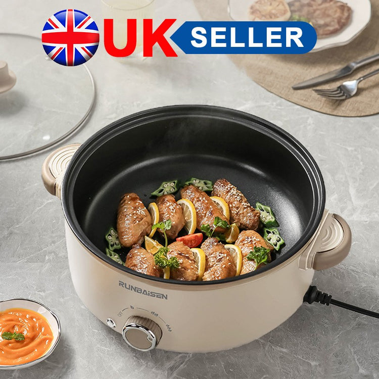 4L Electric Slow Cooker Glass Lid Non Stick Rice Cooking Frying Pan Stew Pot NEW