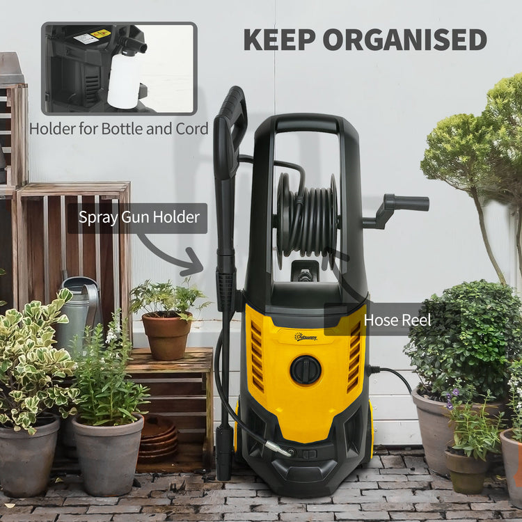 Outsunny 2200W High Pressure Washer, 170 Bar Pressure Washer with Adjustable Nozzle and 6M Hose, 33 x 31.5 x 80.5 cm, Yellow