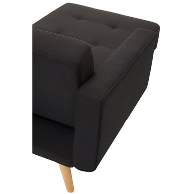 Hansa Hagen Black Linen Corner Sofa Bed