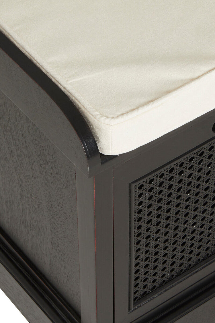 Black Three Drawer Storage Bench with Cushion | Heritage