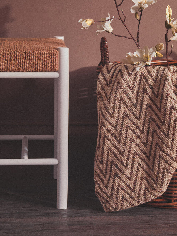 Bandar Natural Rope White Beechwood Stool with Handwoven Seat