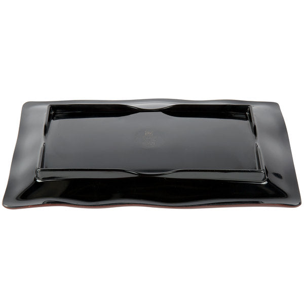 Tenmoku Rectangular Melamine Wave Plate 11 1/4" x 7 1/4" - Dozen