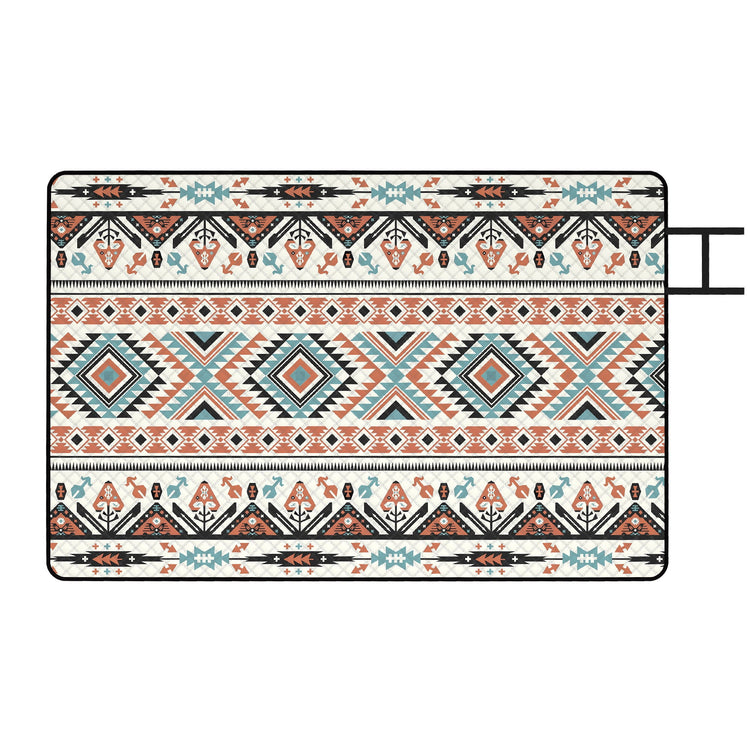 Outsunny Picnic Blanket, 300x200CM Large Beach Blanket Outdoor Picnic Mat with Integrated Strap for Camping, Mix-Colour