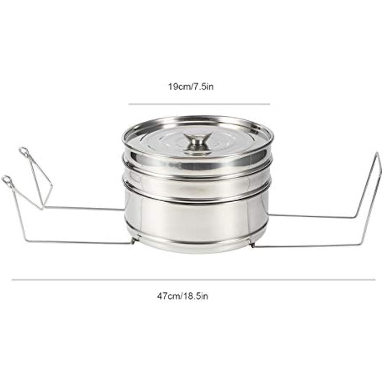 Ladieshow Stackable 3 Tier Stainless Steel Steamer Cooker Pot Set Cook Food Pressure Pot Accessories for Pressure Cooker, Upgrade Interchangeable Lids