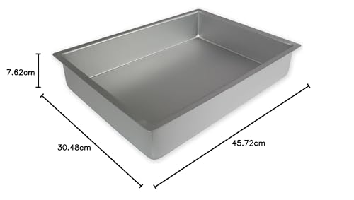 PME OBL12183 Aluminium Oblong Cake Pan 12 x 18 x 3-Inch Deep , Silver