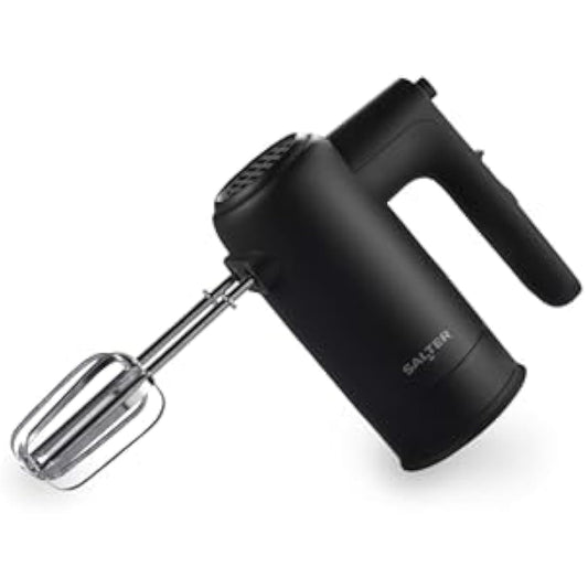 Salter Kuro Hand Mixer – Electric Baking Whisk, Dough Hook and Beater Attachments, 5 Speeds Settings with Turbo Function, Eject Function to Change Attachments, Easy-Store, Compact, Bread/Cakes, 300W