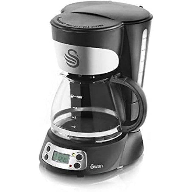 Swan SK13130N Programmable Coffee Maker with Keep Warm Function, LCD Timer, 750ml, 700W, Black