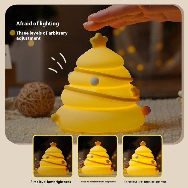 Christmas Tree Silicone Night Lights USB Rechargeable Eye Protection Table Lamp Cute Cartoon Kid Birthday Gifts Atmosphere Decor