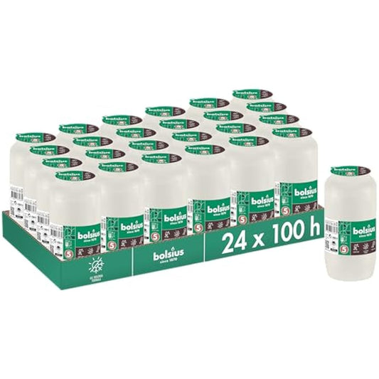 Bolsius Grave Light - White - 24-Pack - Long Burning Time 4 Days - Funeral Candle & Memorial Candles - Clean Burning - Without Palm Oil