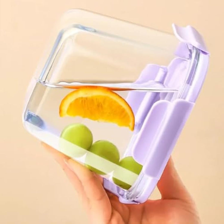 S.ROKE TTAN Square Glass Food Containers With Lids, Leak Proof Soup Container, 920ML Heat Resistant Glass Food Container, Meal Prep Bowls, Borosilicate BPA-Free, Freezer、Dishwasher Safe (4)
