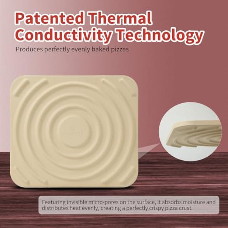 Pizza Stone and Peel Set -Bread Baking Stone (35X40CM) for ORectangular Stone for Oven and Grill–Innovative Threaded Heat Transfer Design