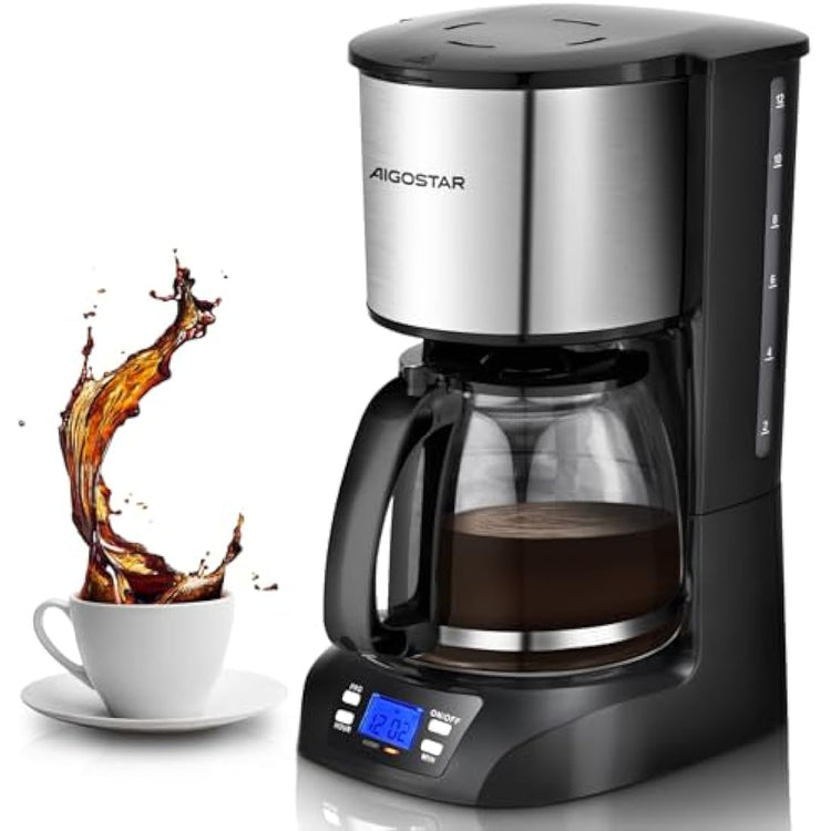 Aigostar Filter Coffee Machine, Programmable Drip Coffee Maker with 24hr Timer & 40min Keep Warm, Fast Brewing, 1.5L Coffee Filter Machine with Anti-Drip & BPA Free - Benno 30YWZ
