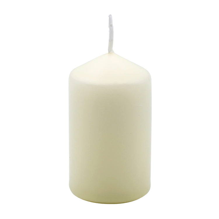 Hofer Ivory Pillar Candles - Set of 40 Decorative Small Candles - 4 x 7 cm - 11 Hours Long Burning - Unscented - Dripless - Smokeless - RAL Quality