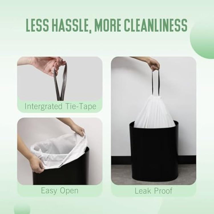 GRANDMA SHARK 10L - 15L Bin Bags Liners Drawstring Trash Bag, Handle Waste Bags, 60 Garbage Bag, Super Strong, Anti-drip Unscented, 47 × 54 cm