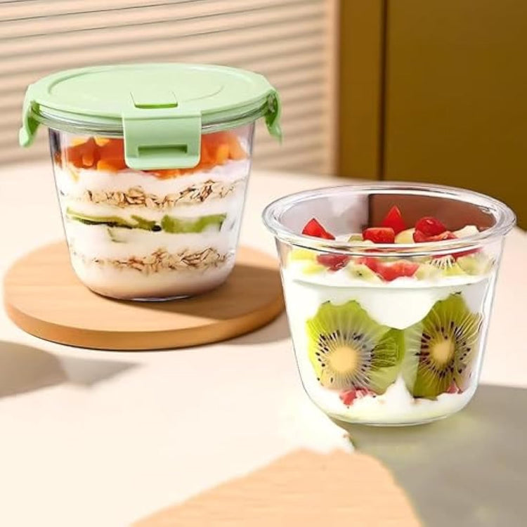 S.ROKE TTAN 710ML Round Glass Soup Storage Containers With Lids, Glass Food Containers With Lids, Round Food Containers for Soup, Lunch, Salad, Leftovers, BPA Free,Freezer, Oven,Dishwasher Safe (4)