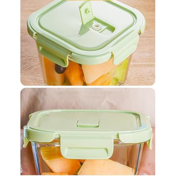 S.ROKE TTAN Square Glass Food Containers With Lids, Leak Proof Soup Container, 920ML Heat Resistant Glass Food Container, Meal Prep Bowls, Borosilicate BPA-Free, Freezer、Dishwasher Safe (4)