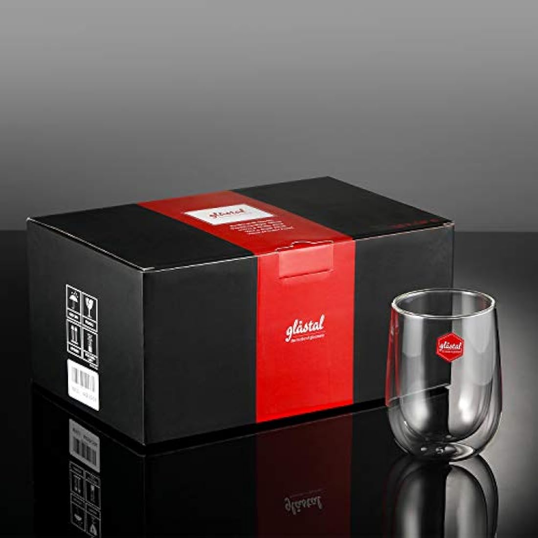 glastal 6x350ml Double Walled Coffee Glasses Mugs Cappuccino Latte Macchiato Glasses Cups for Coffee Tea Milk Juice Ice Cream Borosilicate Heat Resistant Glass Cups