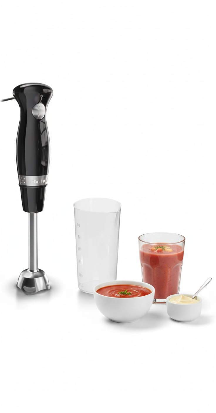 Tefal Black Collection Hand Blender, 2 Speeds, Pulse, 2 stainless Steel Blades, Powerful 450W, Anti-splash Foot, Smoothies, Soups, Mayonnaise, Sauces,