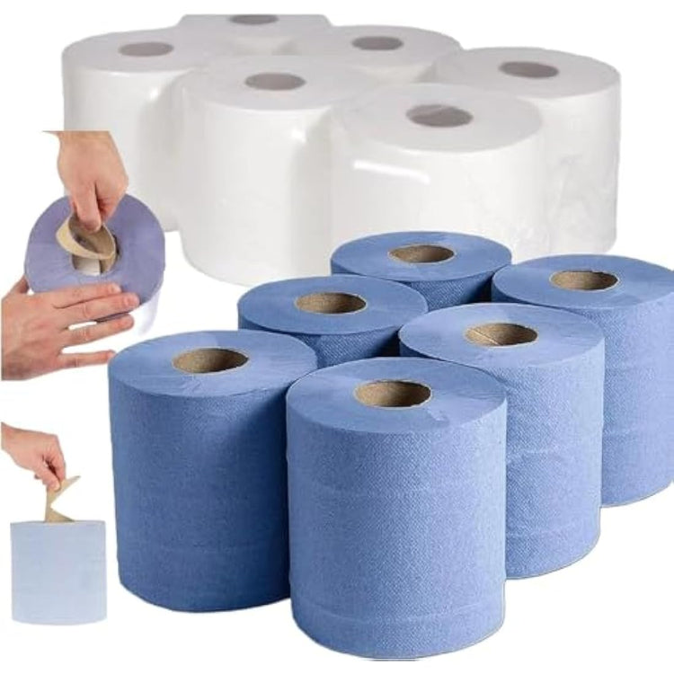 My Homie 6X Blue Paper Rolls Kitchen Household Towel, 2 Ply Kitchen Paper, Centre Feed Tea Tissue Dispenser Wall Mounted, Reusable Hand Tork, Plenty Shop Towel Offers, Cleaning Products Bulk Buy