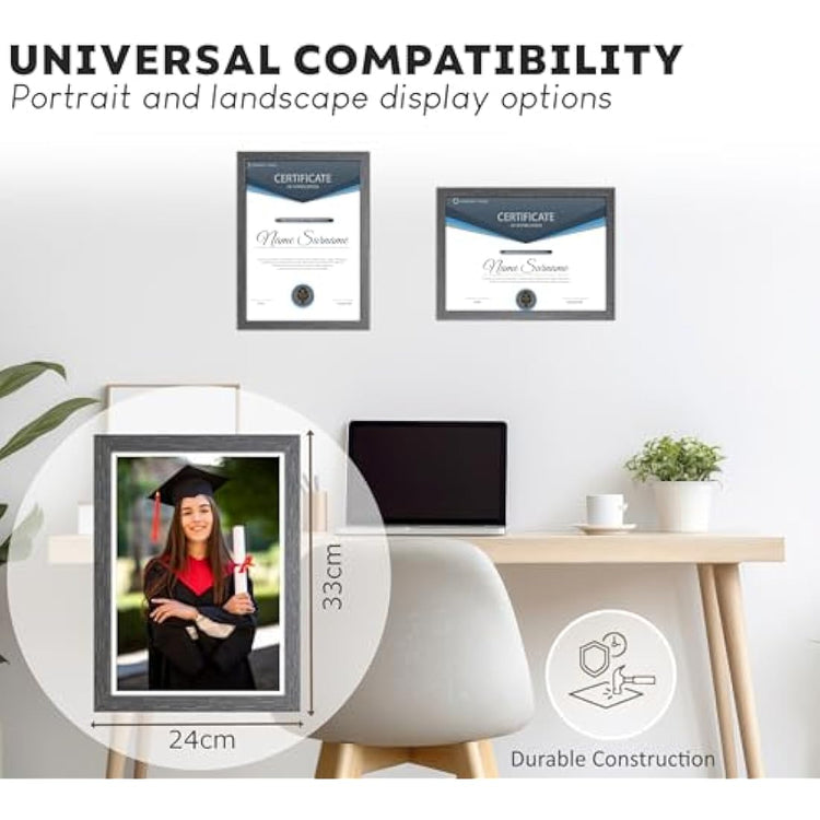 A4 Photo Frame, Dark Grey, Pack of 3, Picture Frame, Certificate, Art Print Poster, 21cm x 29.7cm, Grey Frames, A4 Photo Collage Gallery Display