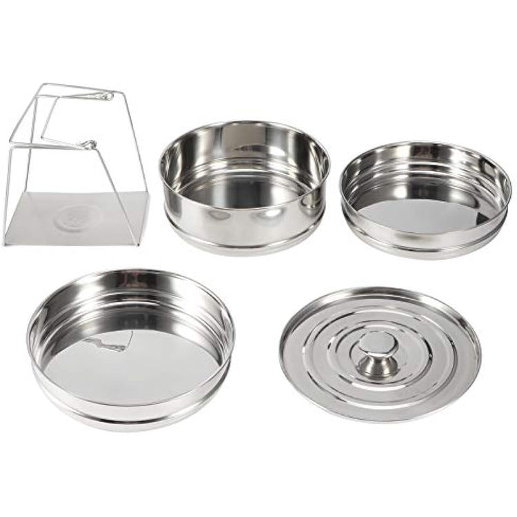 Ladieshow Stackable 3 Tier Stainless Steel Steamer Cooker Pot Set Cook Food Pressure Pot Accessories for Pressure Cooker, Upgrade Interchangeable Lids