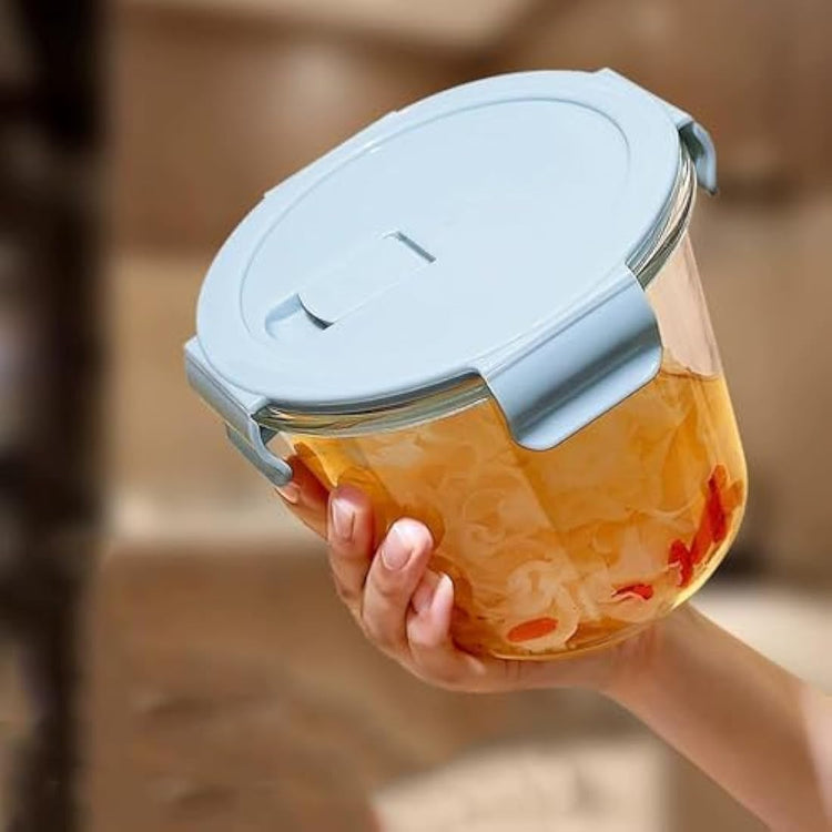 S.ROKE TTAN 710ML Round Glass Soup Storage Containers With Lids, Glass Food Containers With Lids, Round Food Containers for Soup, Lunch, Salad, Leftovers, BPA Free,Freezer, Oven,Dishwasher Safe (4)