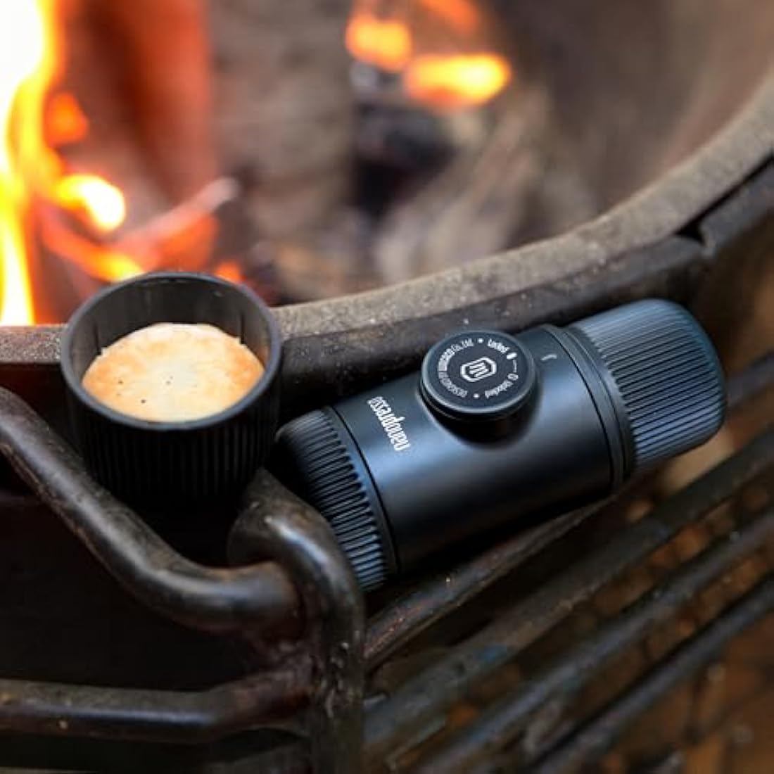 WACACO Nanopresso Portable Espresso Maker, Upgrade Version of Minipresso GR, 18 Bar Pressure, Extra Small Travel Coffee Maker, Manually Operated, Compatible with Ground Coffee