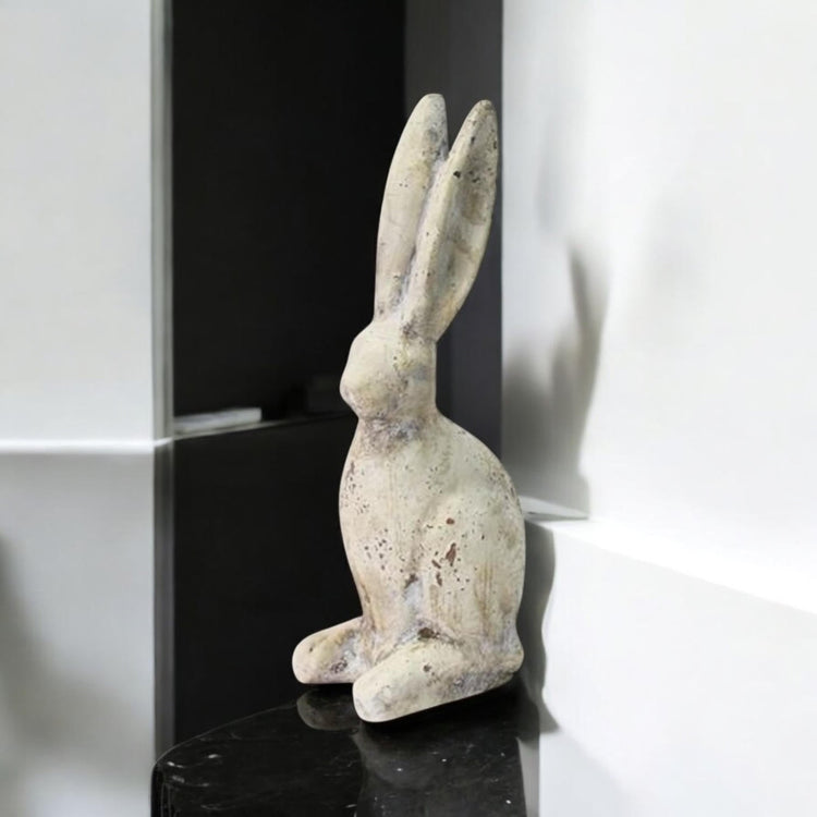26CM CREAM CEMENT RABBIT