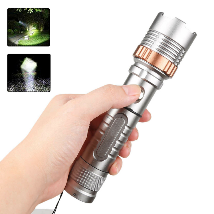 Rechargeable LED Flashlight Lamp 5-Modes Zoomable Hiking Camping Outdoor Torch +Battery+Charger