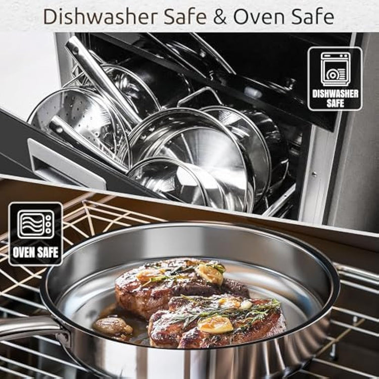 14-Piece Stainless Steel Cookware Set with Glass Lids