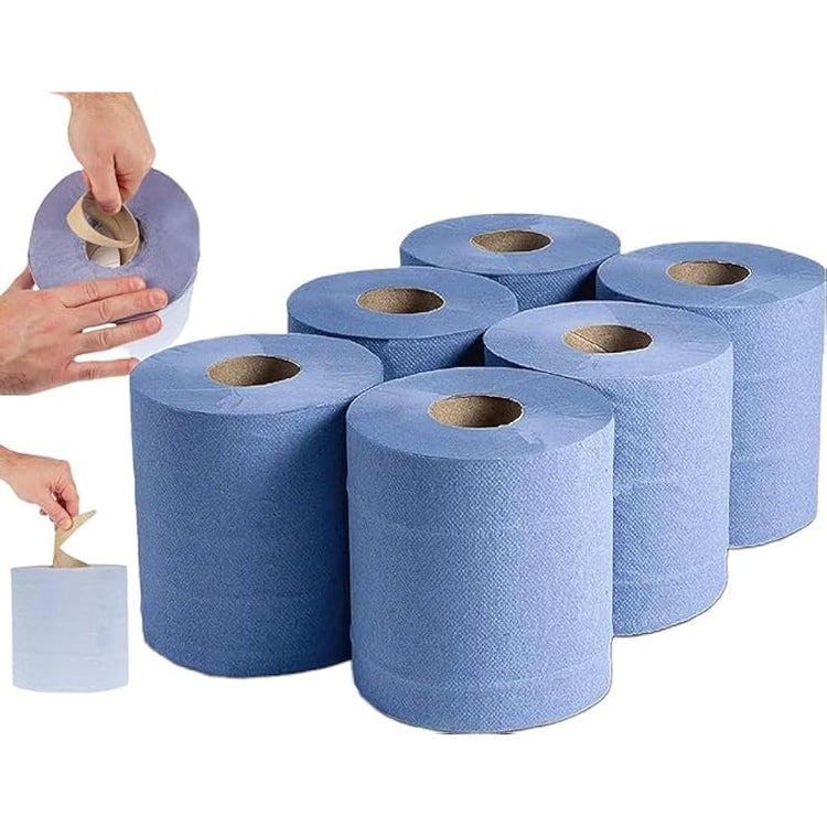 My Homie 6X Blue Paper Rolls Kitchen Household Towel, 2 Ply Kitchen Paper, Centre Feed Tea Tissue Dispenser Wall Mounted, Reusable Hand Tork, Plenty Shop Towel Offers, Cleaning Products Bulk Buy