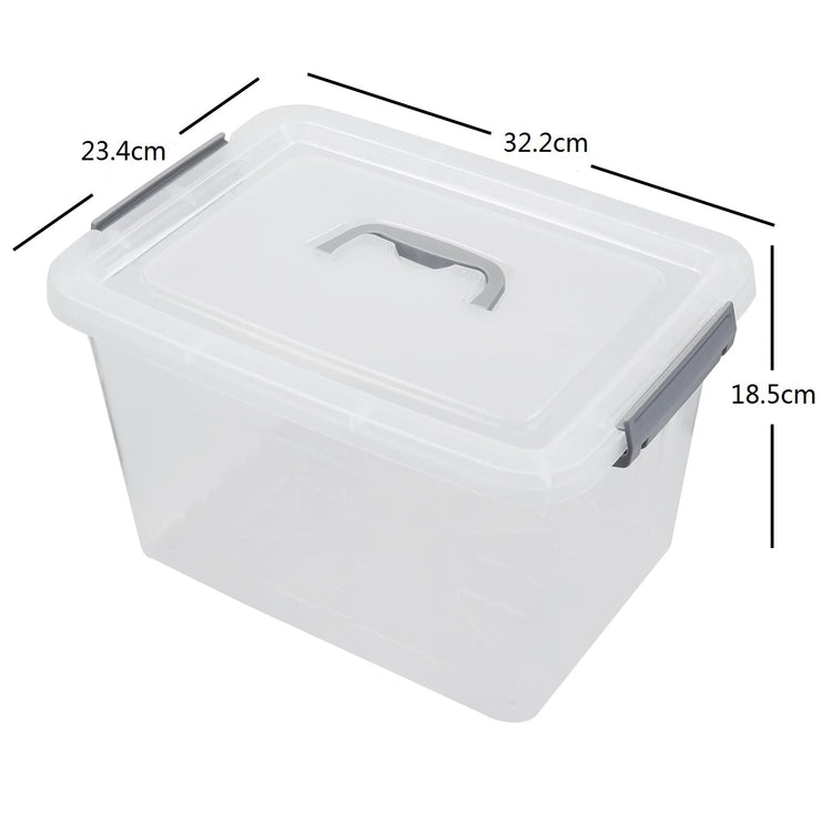Gitany 6-pack 12 L Plastic Latching Storage Box with Lid, Clear Container Set