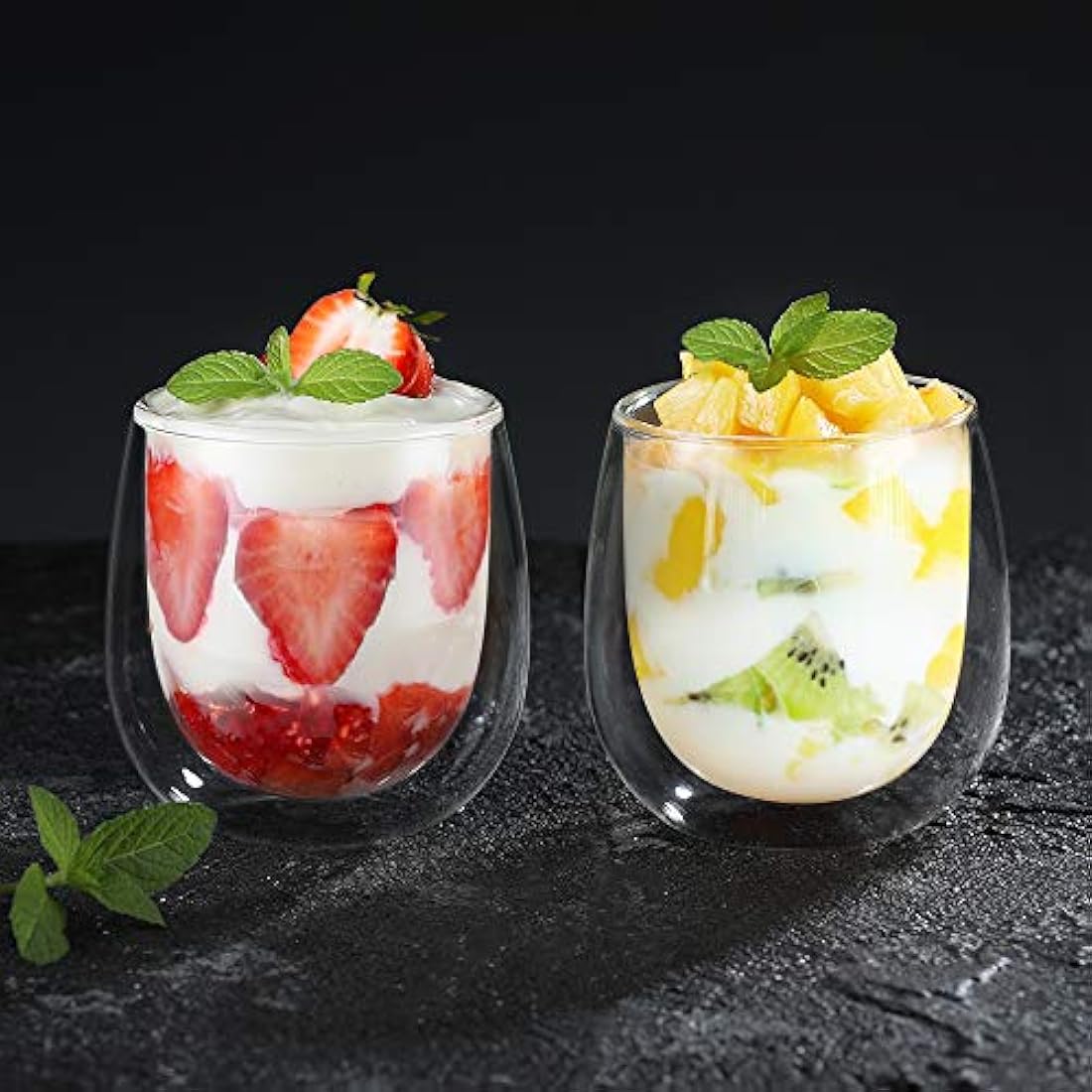 glastal 6x250ml Double Walled Coffee Glasses Mugs Cappuccino Latte Macchiato Glasses Cups for Coffee Tea Milk Juice Ice Cream Borosilicate Heat Resistant Glass Cups