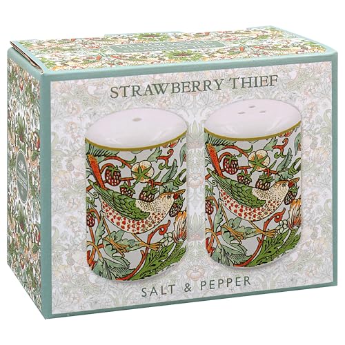 The Leonardo Collection William Morris Strawberry Thief Salt and Pepper Shakers for Home & Restaurants | British Designed Salt and Pepper Sets for Kitchen | Durable Pepper and Salt Shaker for Dining