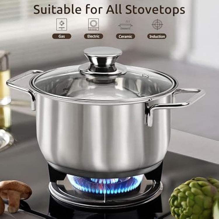 14-Piece Stainless Steel Cookware Set with Glass Lids