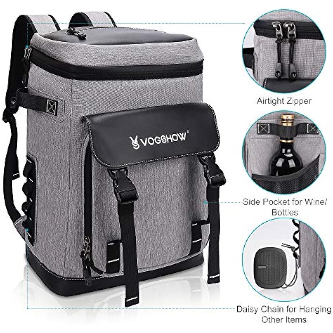 Vogshow 30L Cooler Bag Picnic Backpack Large Capacity Waterproof Cool Bag Rucksack Leakproof Insulated Backpack Cooler for Camping, Party, BBQ, Family Outdoor, Shopping, Beach, Fishing
