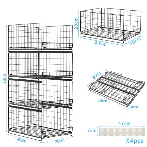 Wuciray Pack of 4 Wardrobe Storage Organiser Clothes Organiser For Wardrobe Clothes Deep Drawer Storage Boxes For Wardrobe Stackable Closet Storage