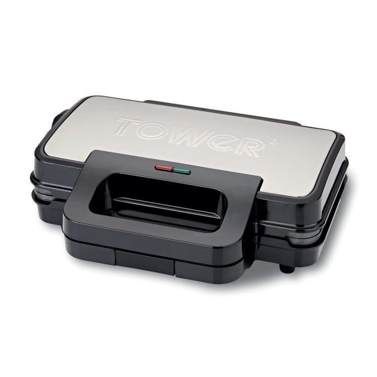 Tower T27031 Deep Filled Sandwich Maker with Non-Stick Coated Plate and Automatic Temperature Control, 900W, Stainless Steel