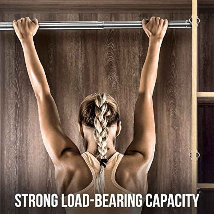 WAENLIR 112cm-210cm Extendable Stainless Steel Wardrobe Rail, Adjustable Clothes Rail Pole With End Sockets.