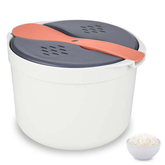 RUCUDIM Microwave Rice Cooker 2L Microwave Steamer Set Household Microwave Rice Steamer Non Stick Rice and Pasta Cooker High Temperature Resistant