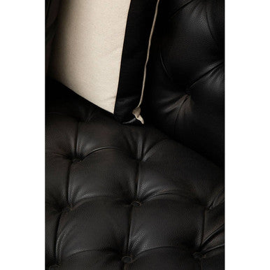3 Seater Black Faux Leather Sofa, Raven