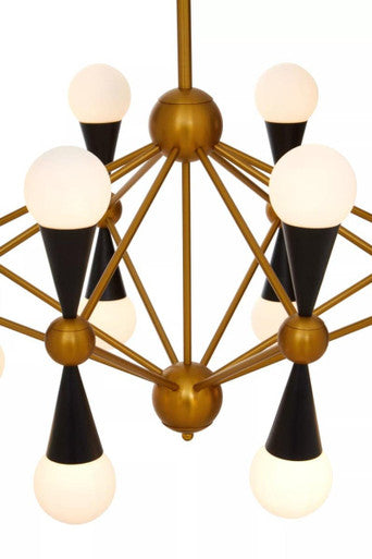 Orko Brass And Black 16 Bulb Statement Pendant Light