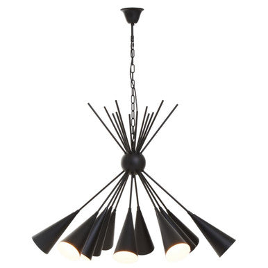 Yara Matt Black 12 Bulb Statement Pendant Light