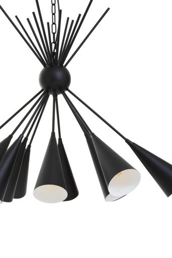 Yara Matt Black 12 Bulb Statement Pendant Light