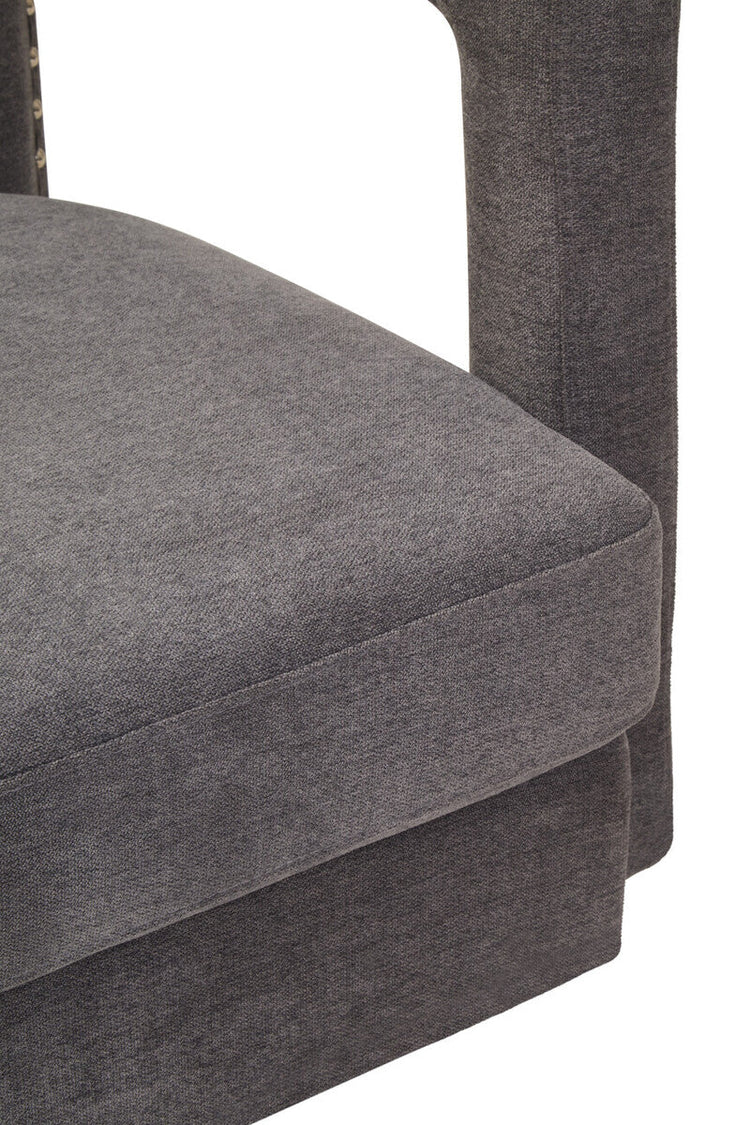 Hestia Ash Velvet Swivel Chair with Matte Black Base