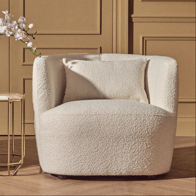 Bruge Cream Fabric Chair with Curved Back