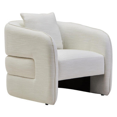 Bilani Cream Linen Effect Chair with Curved Back