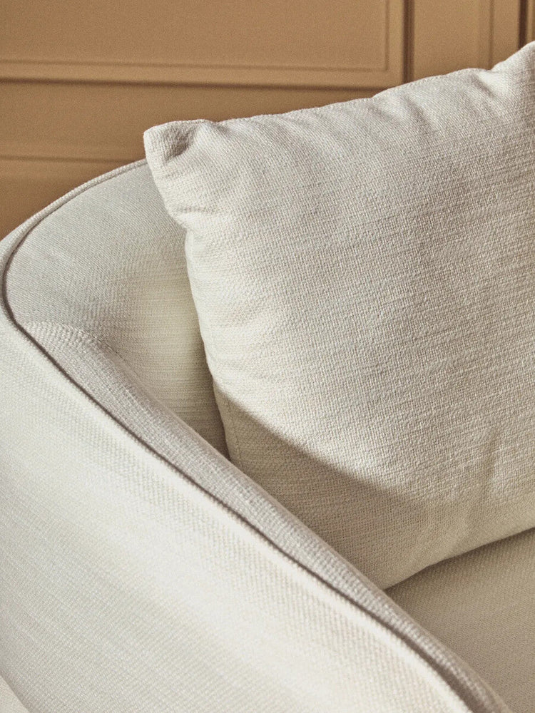 Bilani Cream Linen Effect Chair with Curved Back