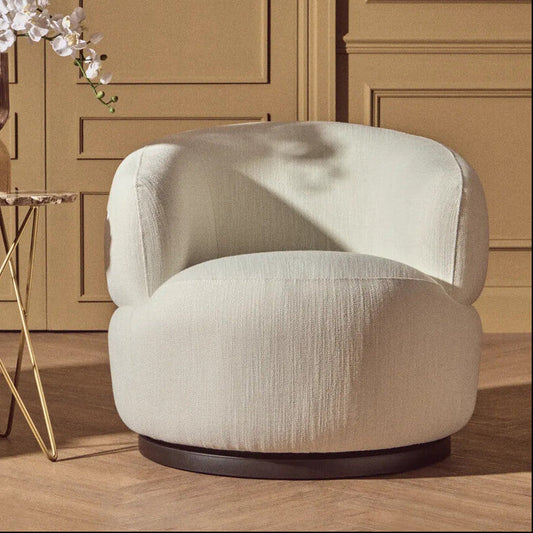 Textured Cream Curved Swivel Chair | Bordo